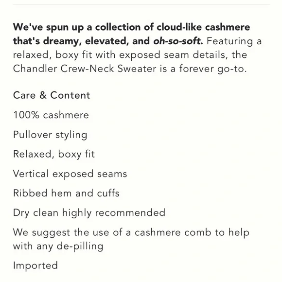 NWT Anthropologie The Chandler Cashmere Crew-Neck Relaxed Pullover Sweater XL - Picture 16 of 16